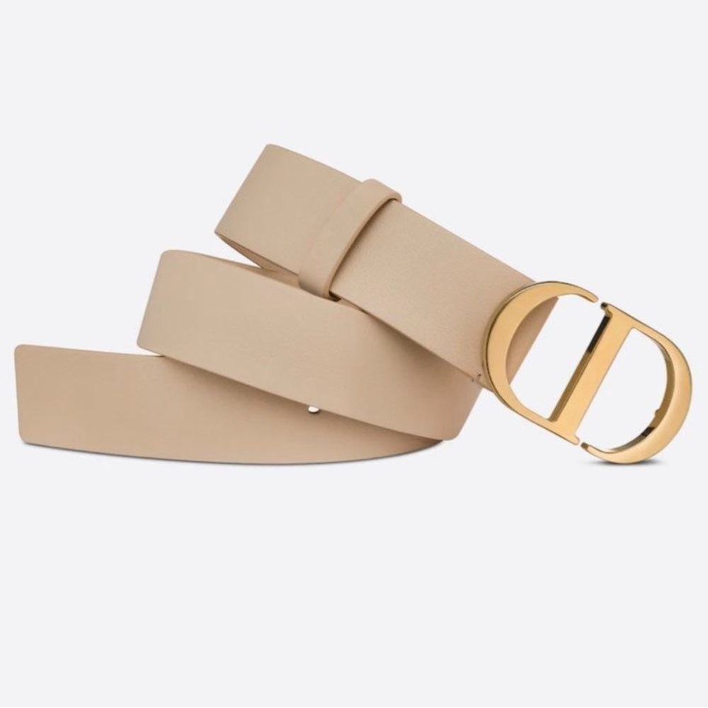 Christian Dior 30 Montaigne Belt 35mm – Beige Smooth Calfskin (Size 70) – NEW!